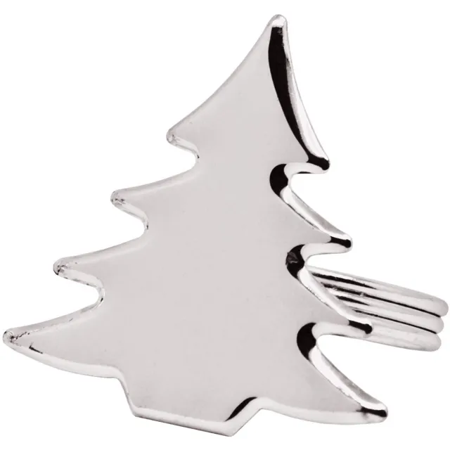 Famanu Set van 4 verzilverde servetringen in dennenboomvorm, aanslagbestendig, perfect voor feestelijke tafeldecoratie