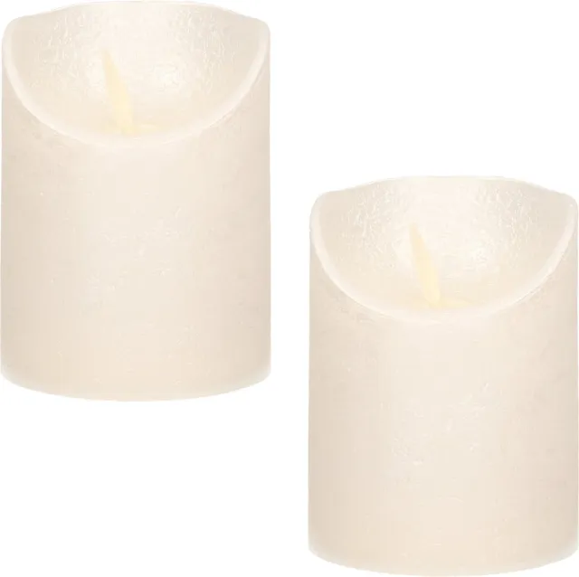 Anna's Collection 3x Creme parel LED kaarsen / stompkaarsen 10 cm - Luxe kaarsen op batterijen met bewegende vlam