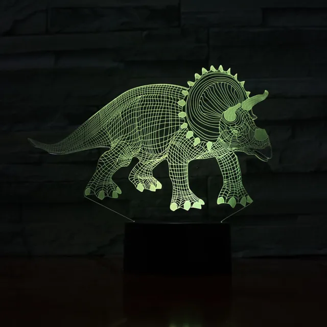 MC Living 3D Led Lamp Met Gravering - RGB 7 Kleuren - Dinosaurus