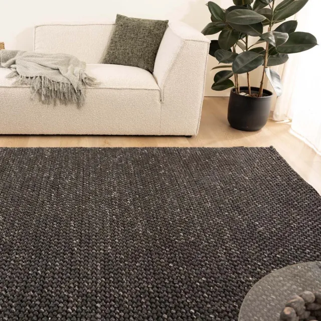 Nordic Weavers Wollen vloerkleed - Løkke zwart 240x340