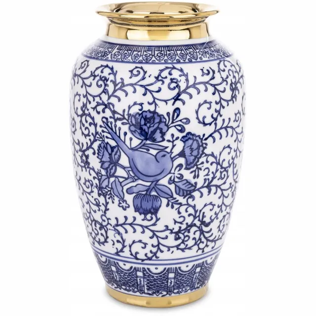 ArtPol Keramieken vaas blauw met goud 26cm - stijlvolle decoratie