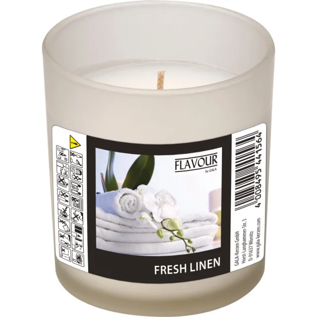 Conpax Candles geurkaars - fresh linnen geur - wit - 8 branduren - in glas - aroma kaars