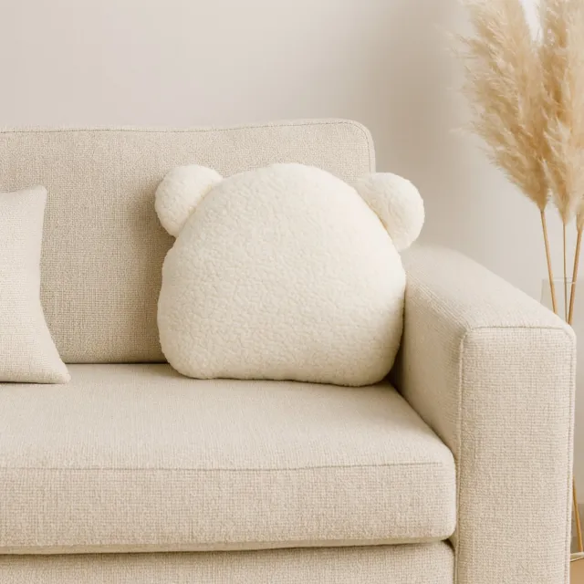 Soosie Sierkussen Beer – Kussentje - Teddy Bouclé – 35×40 cm – Crème Cream