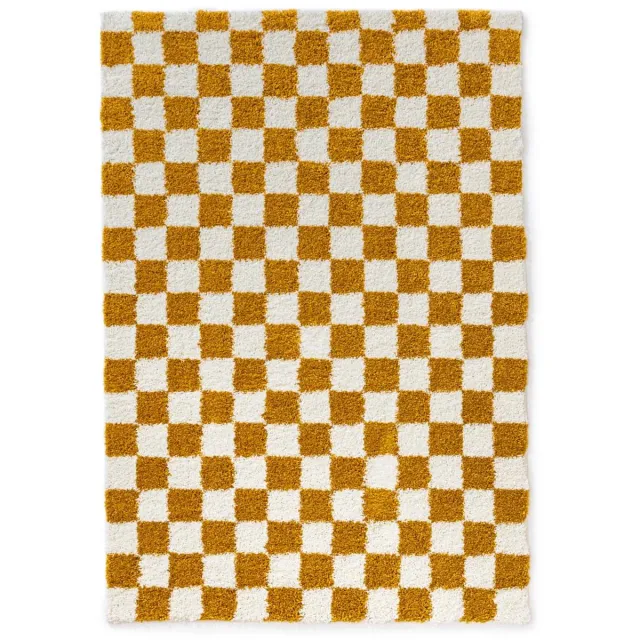 Boho&me Checkerboard vloerkleed - Check ivoor/goud 200x300