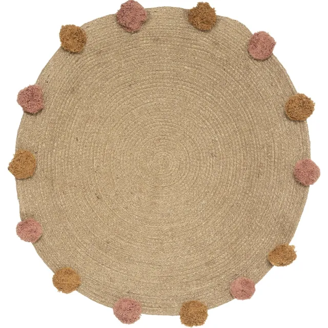 Atmosphera Atmposhera Vloerkleed Jute met pompons - Tapijt - Dia 78 Multi