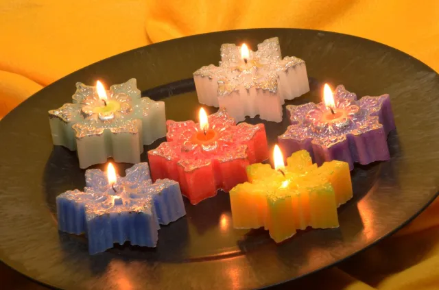MilaNNE Geschenkdoos met 6 grote STER KAARSEN (B) in 6 kleuren, Gemaakt door Candles by Milanne rood