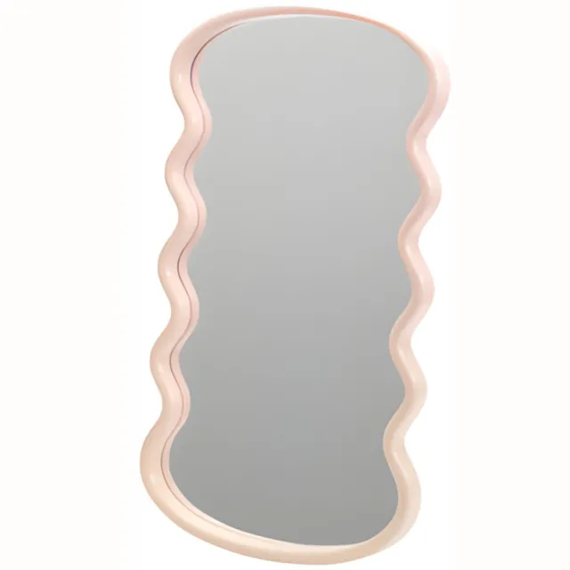 H&S Collection Spiegel / Wandspiegel - wave - roze - 55 x 30 cm - decoratief - golfvorm