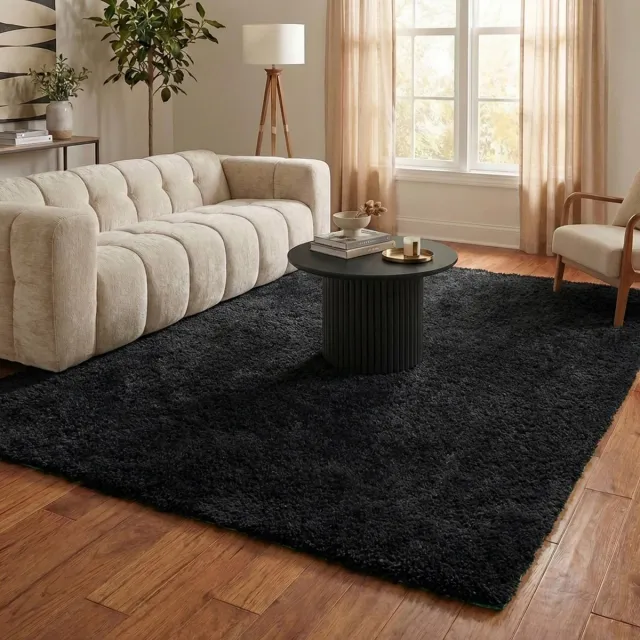 NATURL. Shaggy vloerkleed - Blaze Zwart | Luxe uitstraling! - 200x290cm Antraciet