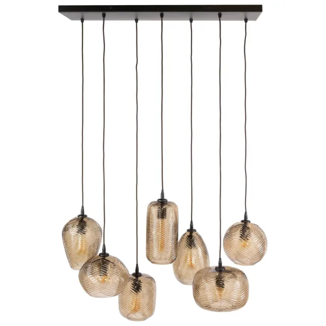 Nest of Nora Hanglamp Vodi - 7-lichts - Rookglas in warm smoke-bruin - Zwart