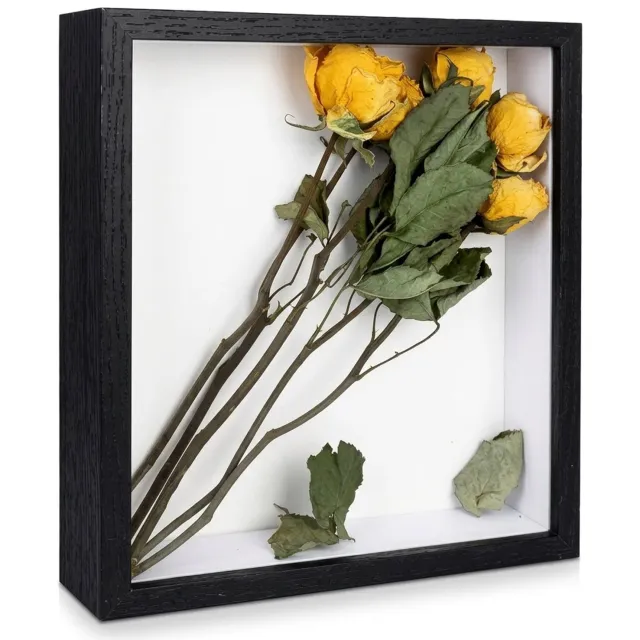 WiseGoods Diepe 3D Fotolijst Hout Zwart 25x25 cm - Acryl Front - Fotolijsten voor Foto's, Kunst en Decoratie - Woondecoratie Cadeau - Schaduwbox
