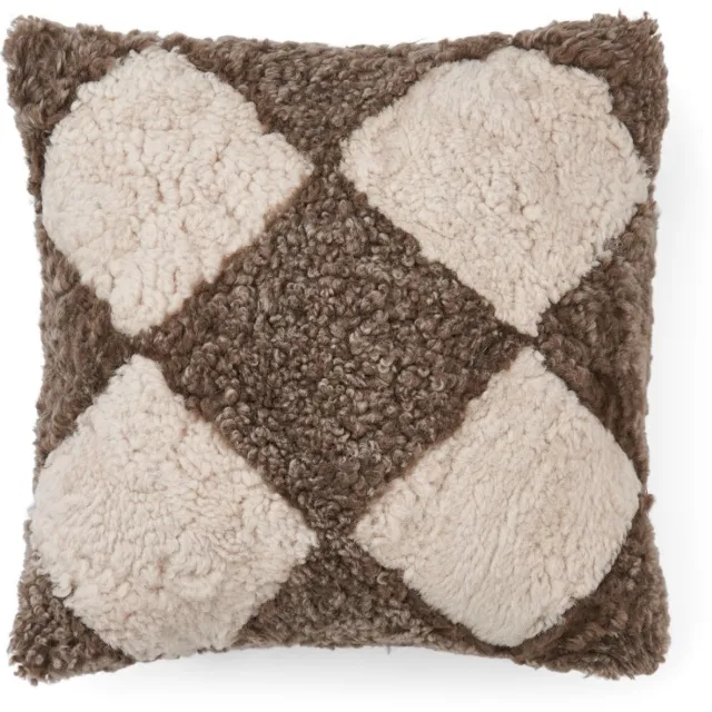 Sheepskin House Kortharig Curly Schapenvacht Kussen - 40x40 cm Taupe/Pearl