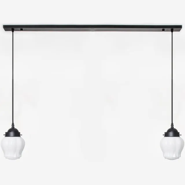 Coloured by Art 2 x Eden lampen aan plafondbalk Moonlight - Art Deco Trade Zwart