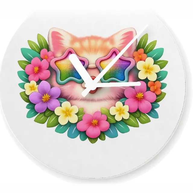 Mr Cadeautjes Glazen klok Ø 20 - design Een stoer en vrolijk fantasiedier als centraal badge-motief | cadeau Wit