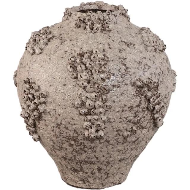 PTMD Deisy Beige Ceramic Jar Shaped Vase Rough Coral
