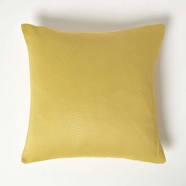 Homescapes Zig Zag Kussenhoes Mosterdgeel 45 x 45 cm