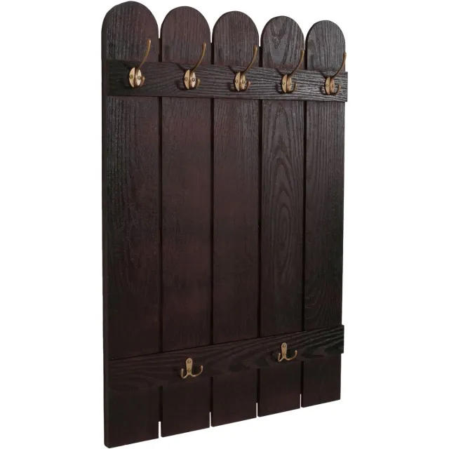 MCW Wandkapstok MCW-N95, kapstokpaneel, paulownia 7 haken 86x60cm ~ bruin