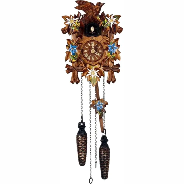 Anton Schneider Schneider Koekoeksklok Q90/10E quartz (batterij) - vogel / bloemen - 30 cm hoog notenhout kleur