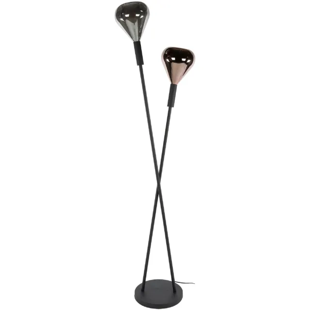 Nest of Nora Vloerlamp Naro - 2-lichts - Ø20 cm - Zwart Donkergrijs