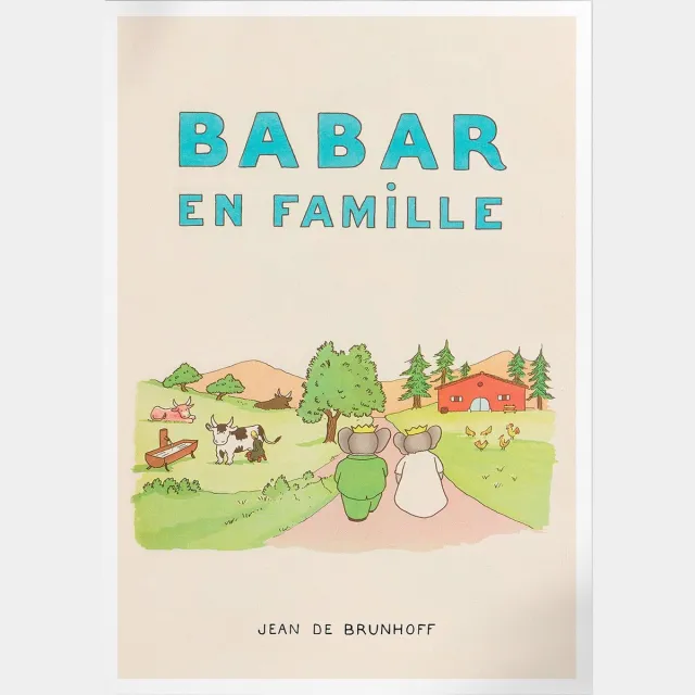 Pepperwall Babar En Famille (Babar de Olifant) | Poster | B2: 50 x 70 cm Multikleur