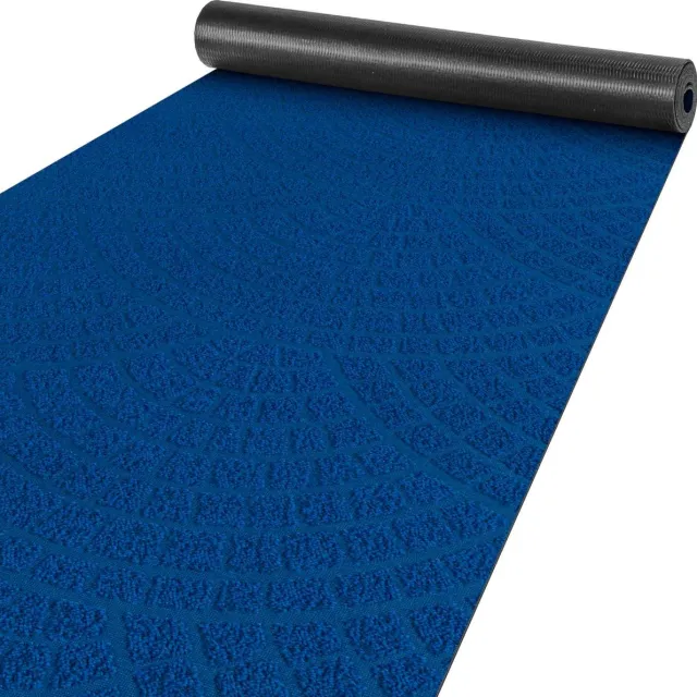 ANRO Tapijtloper Davis Blauw 140x50cm – Velours Gangloper Antislip Keukenloper Hal Op