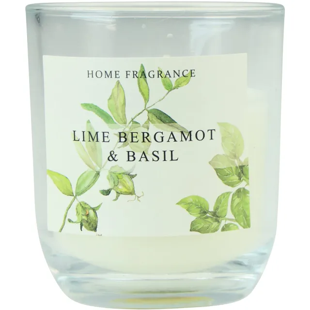 Kaemingk BV Geurkaars in glas bergamot limoen basilicum Ø7,5cm H8,5cm wit