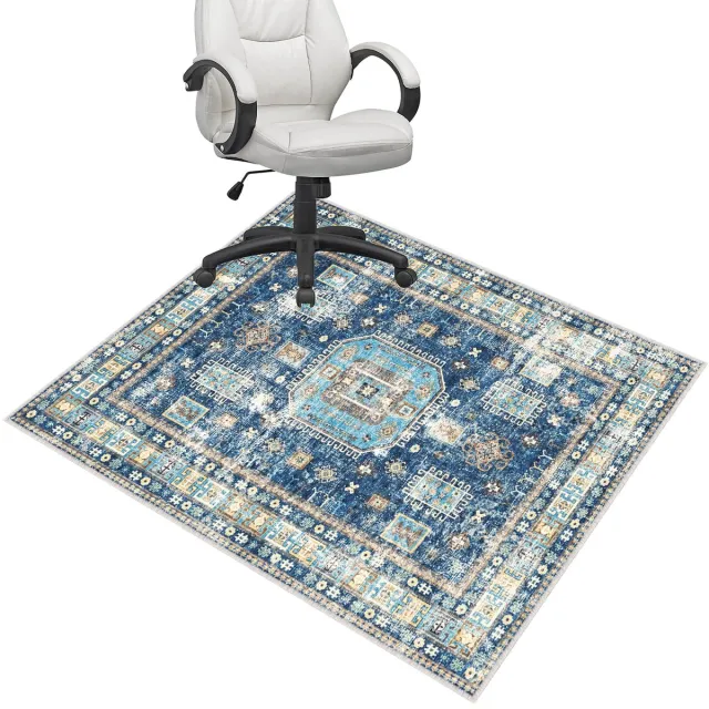 Ibenzoa Kleurrijke vloerbeschermingsmat voor bureaustoel en gamingstoel 90 x 120 cm Blauw
