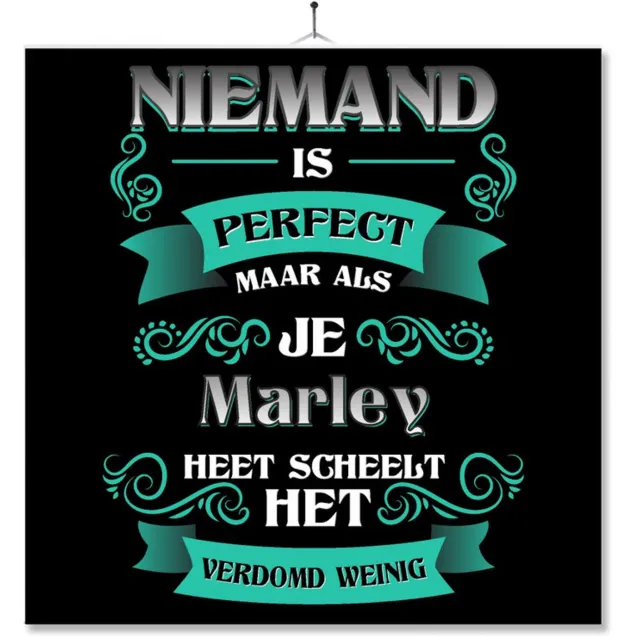 MC Living Tegel Met Opdruk | Kado | Cadeau | Niemand Is Perfect Maar Als Je Marley Heet Scheelt Het Verdomd Weinig Multi-Color