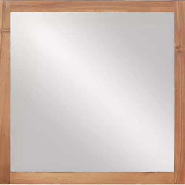 Vente-unique Vierkante spiegel met acacia houten lijst - 60 x 60 cm - SEPANG natuurlijk donker