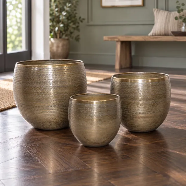 Hoppa! Vazenset - Ronde , 3-delig - Goud - 45 x 45 x 42 cm (B x D x H) Goud #1