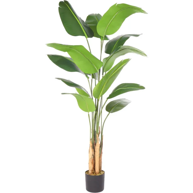 Kunstpalm Kunst Strelitzia Java | 160cm - Namaak bananenplant - Kunstplanten voor binnen - Bananen kunstplant Donkergroen