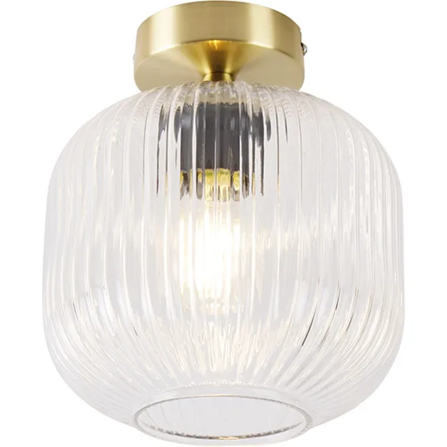 QAZQA karel - Art Deco Dimbare LED Smart Plafondlamp incl. wifi met Dimmer - 1 lichts - Ø 20 cm - Goud/messing - Woonkamer | Slaapkamer | Keuken Goud/messing Smart LED
