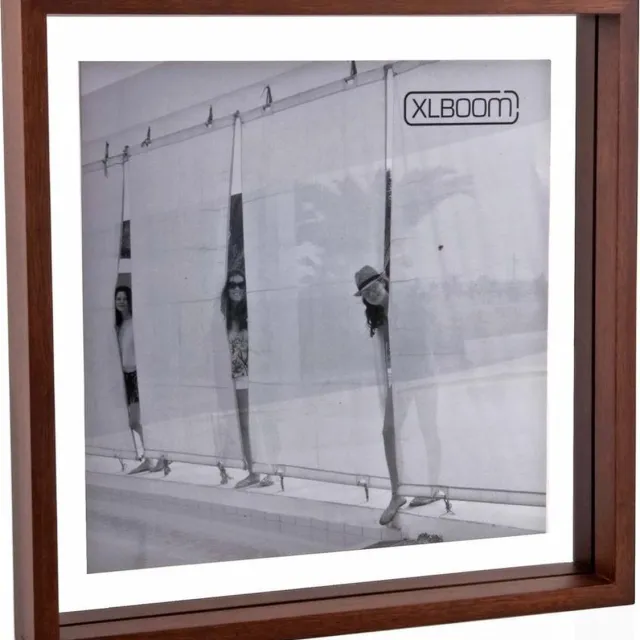 XLBoom Floating Box Fotolijst Cheukwood 32x32cm - Zwevend houten frame met glas - Verkrijgbaar in wit, lichtbruin, donkerbruin en zwart – Tijdloze design fotolijst voor modern wonen