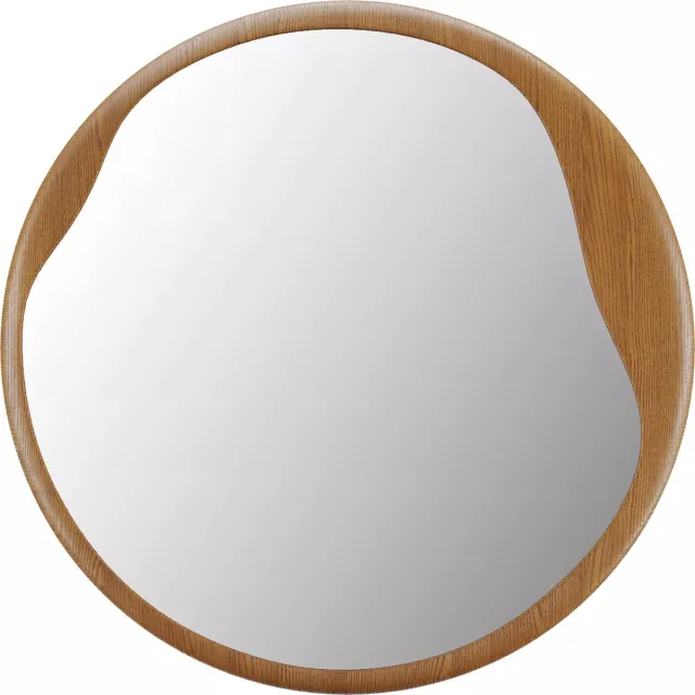 Vente-unique Ronde spiegel in heveahout - Ø 60 cm - Naturel - FUJIAN Natuurlijk licht
