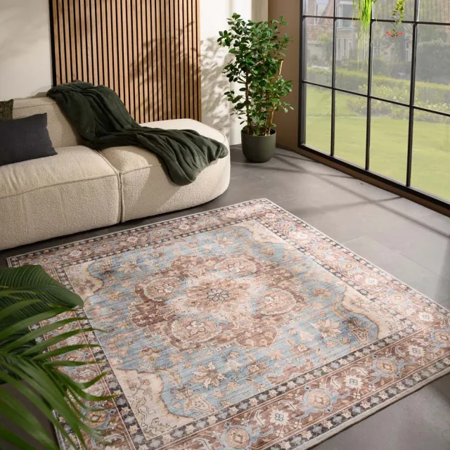 Heritaged Vintage buitenkleed vierkant - Valenca Fino lichtblauw 200x200