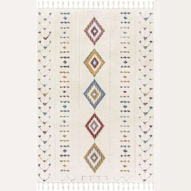 Surya INO Modern Boho Shaggy Tapijt Meerkleurig/Wit