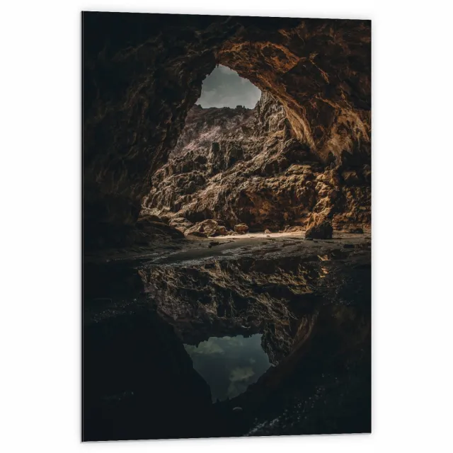 KuijsFotoprint Dibond - Grot met Water - 60x90cm Foto op Aluminium (Wanddecoratie van metaal) Blauw