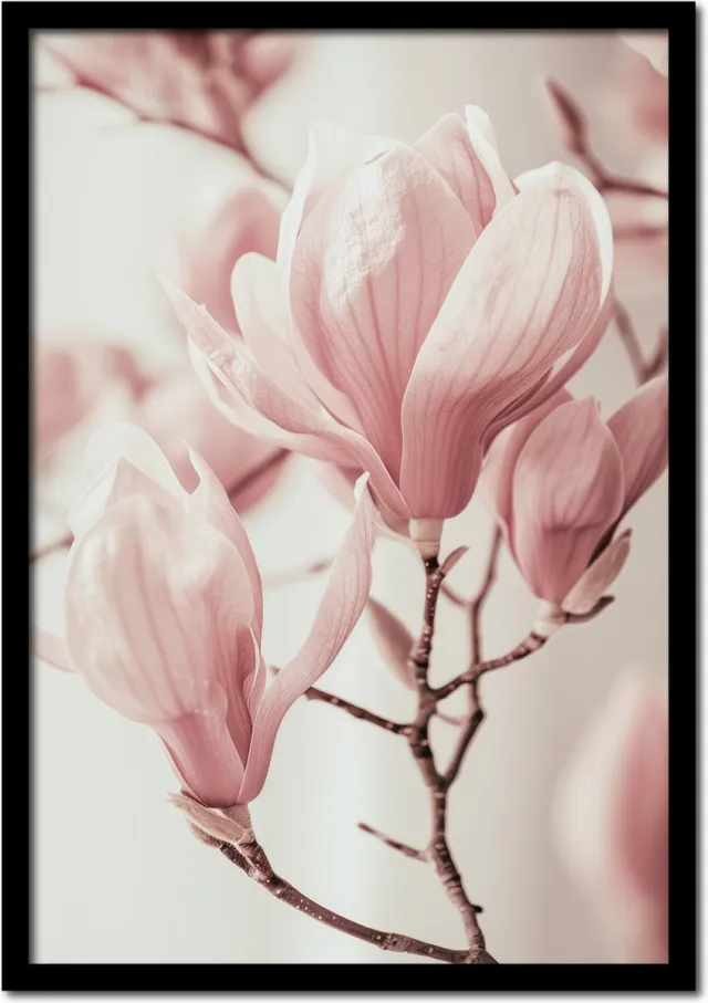 Plakkers Poster roze bloesemtak - 30cm x 40cm - vintage - woonkamer - slaapkamer - bloemen posters - goedkoop - muurposter - natuur - wanddecoratie Full-colour