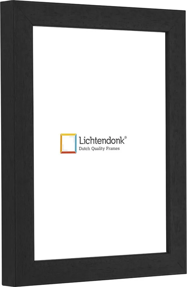 Lichtendonk Fotolijst - Zwart- Vierkant profiel met zichtbare houtnerf - Fotomaat 11x15 - Helder glas - Art.nr. 1055001511152