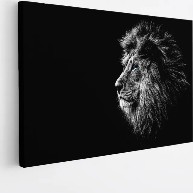 Saammp Canvas Schilderij - Portret van een Leeuw - Natuur - Dieren - 60x40 - Foto op canvas - Wanddecoratie - Muurdecoratie Woonkamer - Slaapkamer decoratie - Canvas Print Multicolor