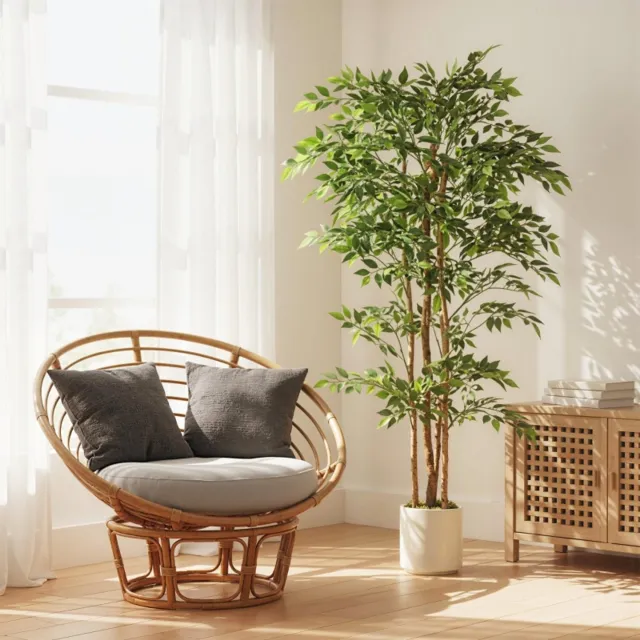 WUVRIE Kunstmatige banyanboom 75 x 75 x 180 cm - Met pot en verstelbare bladeren - Groen