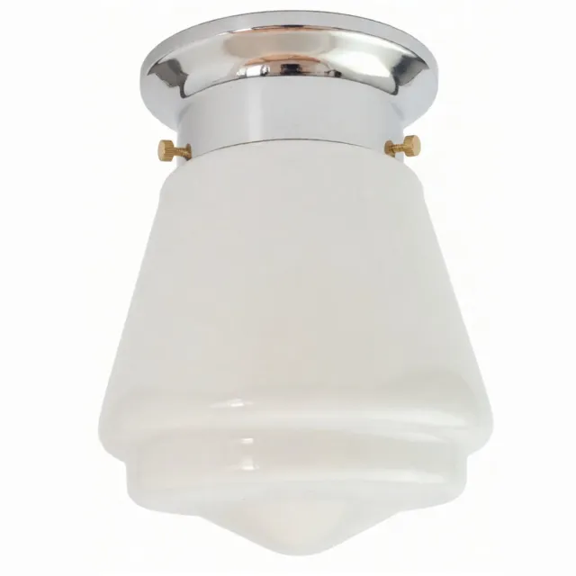 Thomas Klaus Kegel - Art Deco Plafondlamp - Wit Opaalglas - Retro Schoollamp