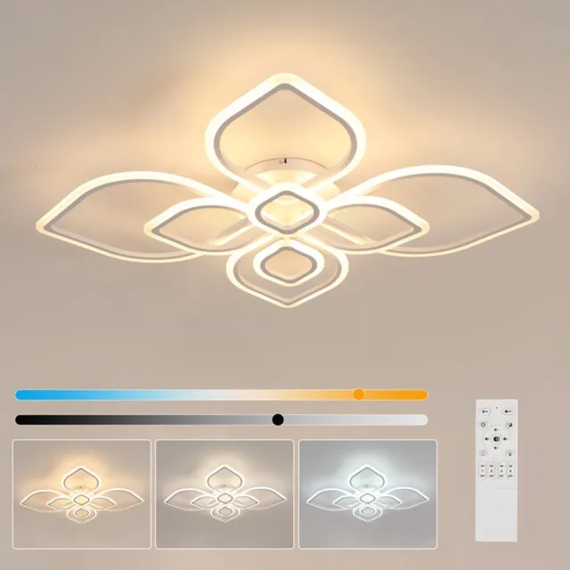 Riserva LED Plafondlamp Wit - 60W Dimbaar met Afstandsbediening - 3000-6500K Moderne 8-Lichts Plafondlamp voor Woonkamer en Slaapkamer