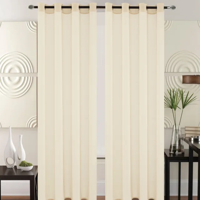 SB Line Kant en Klaar Vitrage Gordijn - Met Ringen - 140x240 cm - Licht Beige