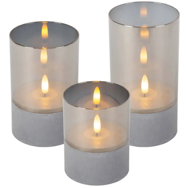 Lucide VELAS - Tafellamp - Batterijen - Ø 8 cm - LED - 3x0,2W 2700K - Fumé (set van 3)