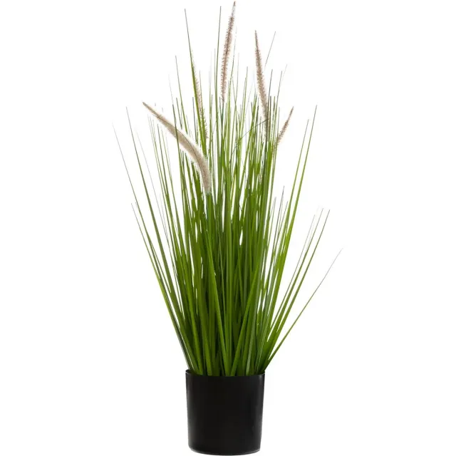 Atmosphera siergras kunstplant - grasplant sprieten - donkergroen - H70 cm - in pot - pvc - kunstplanten binnen - helmgras