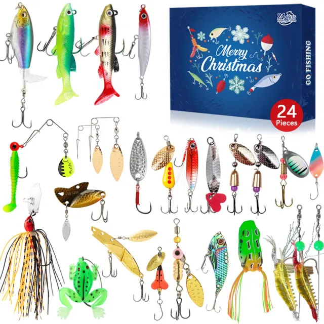 PZCC Adventskalender 2026 - 24 Dagen Kerstmis Countdown Geschenkdoos - Visaccessoires Met 24 Vakken - Een leuke aftelkalender met visthema ontworpen voor mannelijke visliefhebbers van tieners tot volwassenen