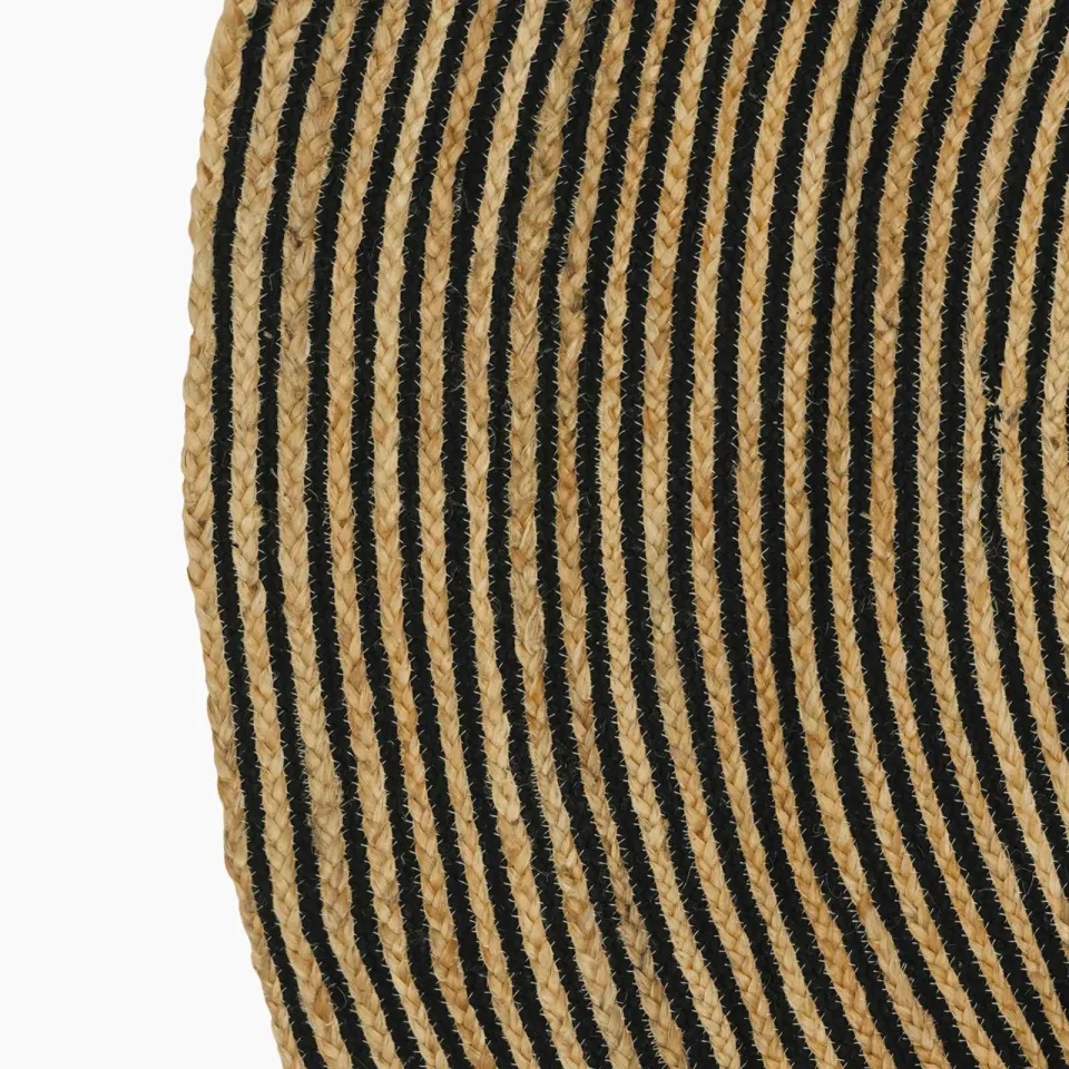 vidaXL Gebied Tapijt Zwart Ø 210 cm Jute, foto 3