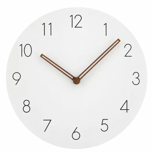Mainius Wandklok 30,5 cm – Stil Uurwerk – Scandinavisch Design – Witte Klok met Houten Wijzers – Minimalistisch en Modern