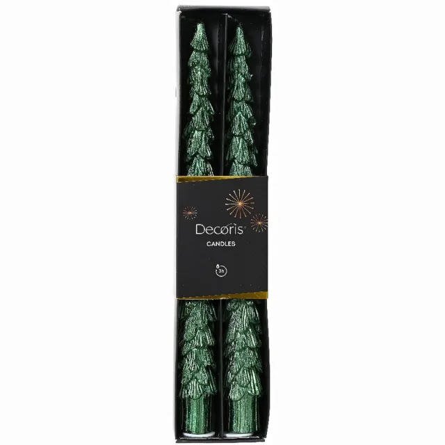 Decoris Dinerkaars wax Kerstboom groen 2 st.