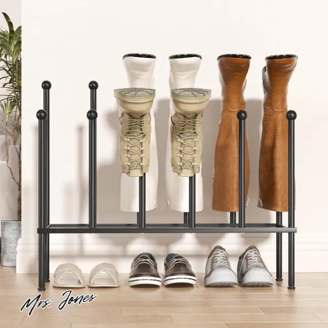 Mrs. Jones Schoenenrek staand zwart metaal vrijstaande kast - schoenenkast voor slaapkamer entree terras hal organizer - 6 paar. . multi-color